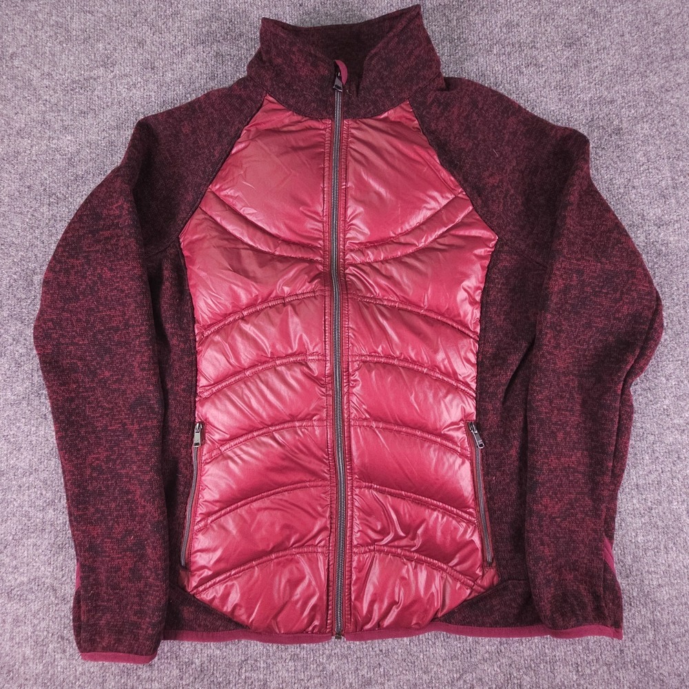 London Fog Women's Merlot Puffer Panel Fleece Jacket Womens M Medium